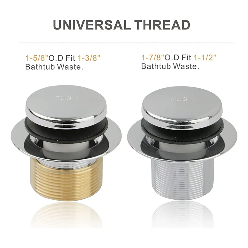 MAKE-Conjunto de kit de conversão de drenagem de banheira com ponta cromada, kit de acabamento de drenagem de banheira com placa frontal de transbordamento de dois furos