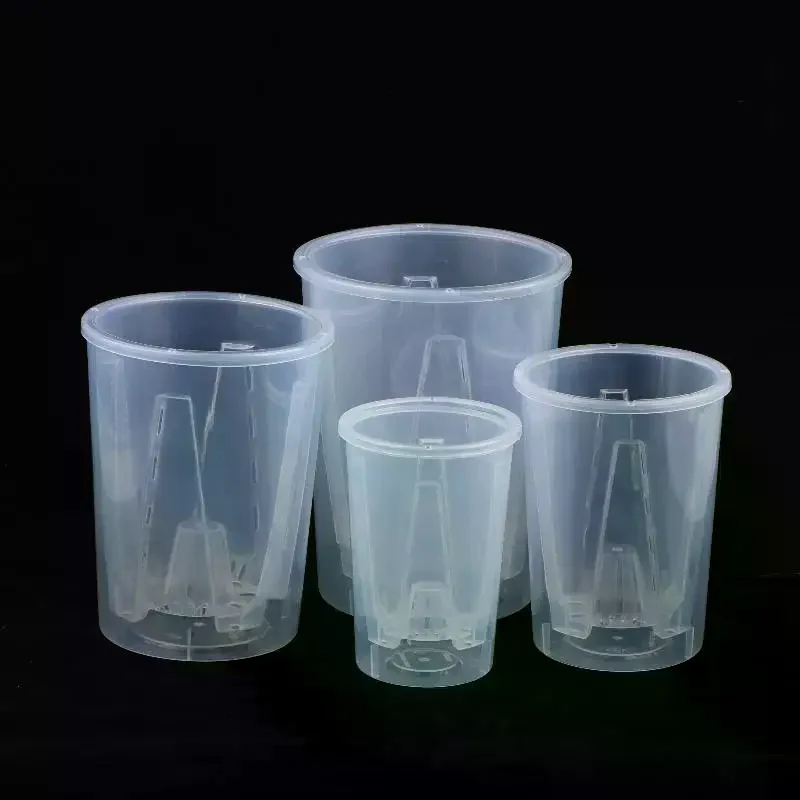 Double-Layer Automatic Watering Flower Pot Plastic Transparent Planter W Holes Butterfly Orchid Root Control Pots Gardening Tool