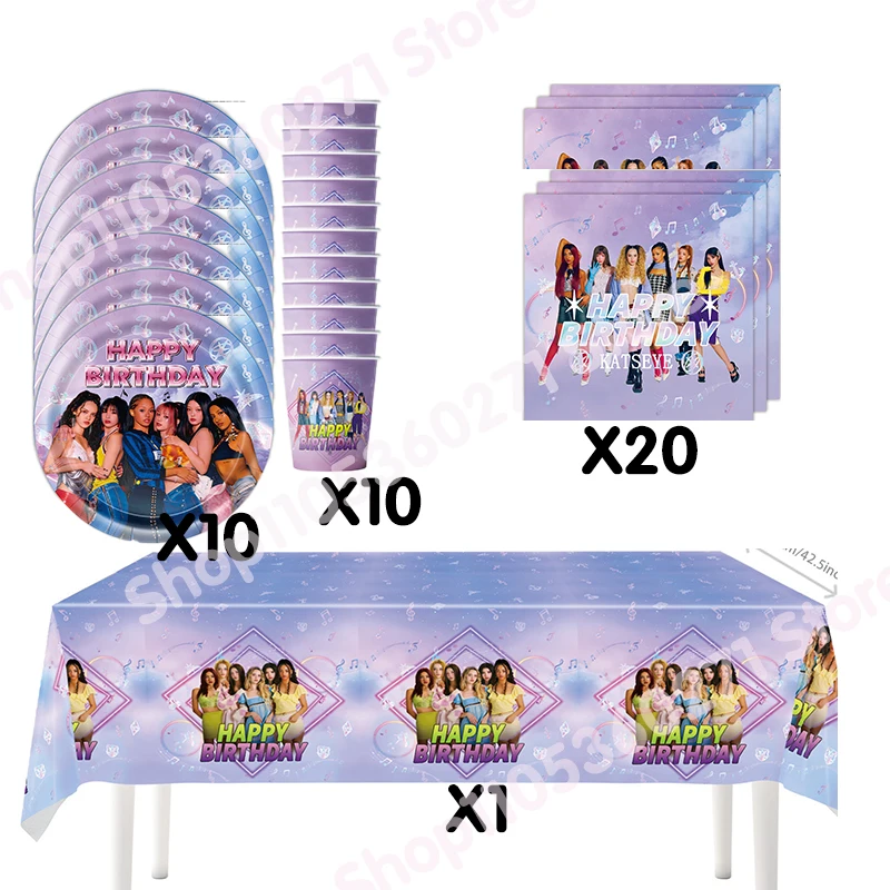K-Katseye Verjaardagsdecoratie Kpop Girl Group Servet Ballon Beker Plaat Tafelkleed Banner Voor Meisjes Festival Party Fans Cadeau