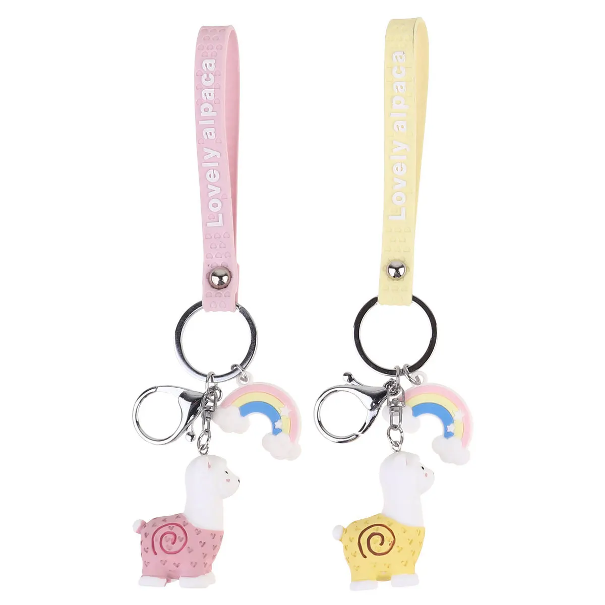 4 stuks Alpaca Haarbal Sleutelhangers Stijlvolle Sleutelhouder Unieke Tas Hanger Sleutel Decoratie Afstudeercadeau voor Meisjes Afstudeercadeau