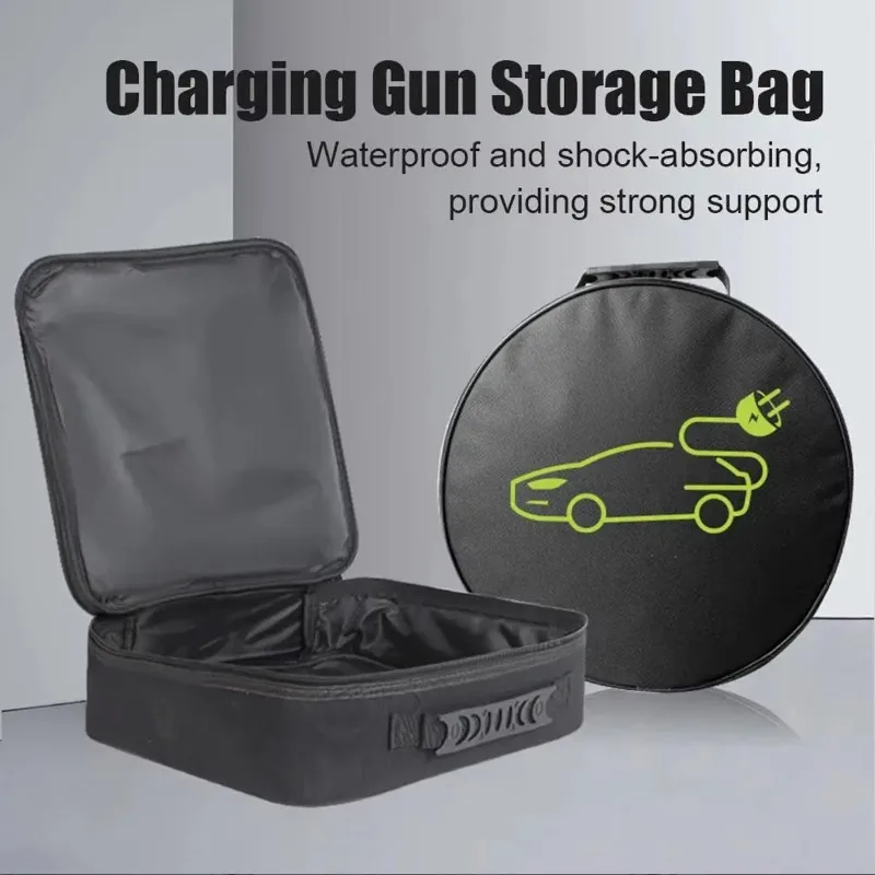 Portable EV Charger Cable Carry Bag Waterproof Fire Retardant For Electric Vehicle Charging Plug Socket Storage Container