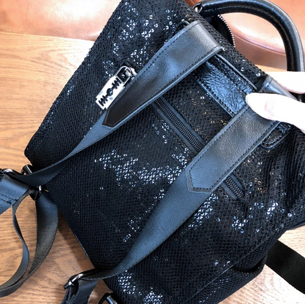 Mesh Netting Iridescent Paillette Backpack Women High Quality Sparkle Shiny Daily School Bag Female Female Bagpack Shoulder Bag