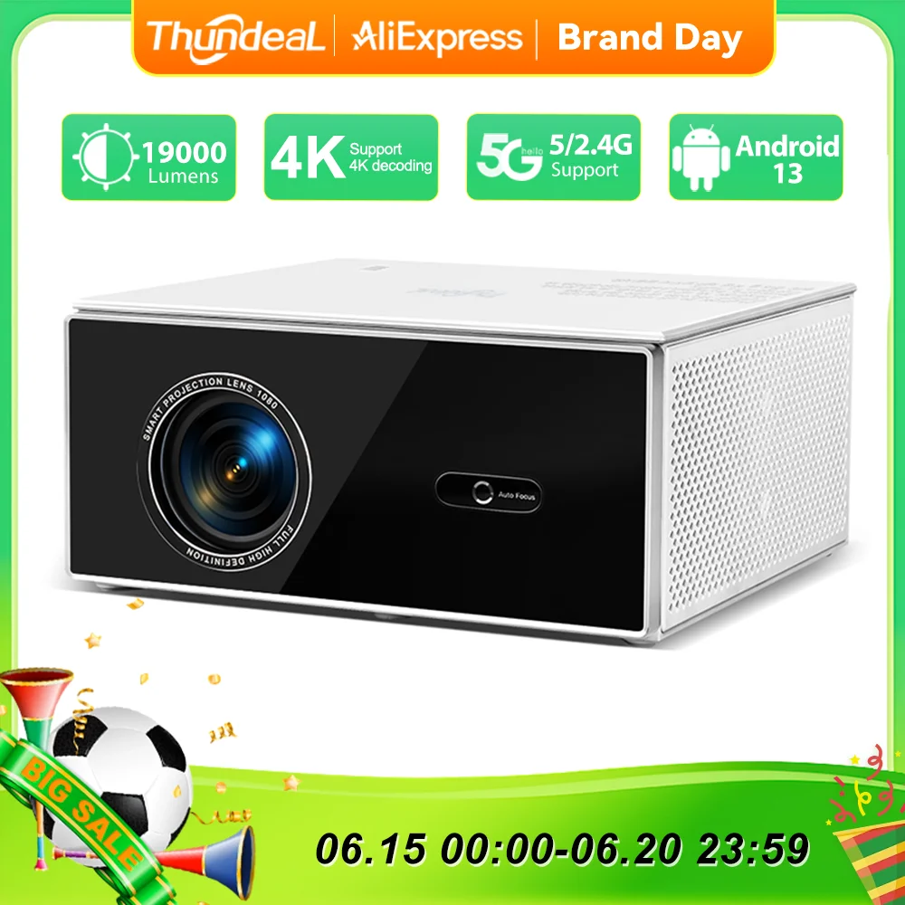 Projektor ThundeaL TDA7W Full HD 1080P Android WiFi 32G Projetor 4K Video TDA7 Sterowanie Głosowe 3D Smart TV Kino Domowe Beamer