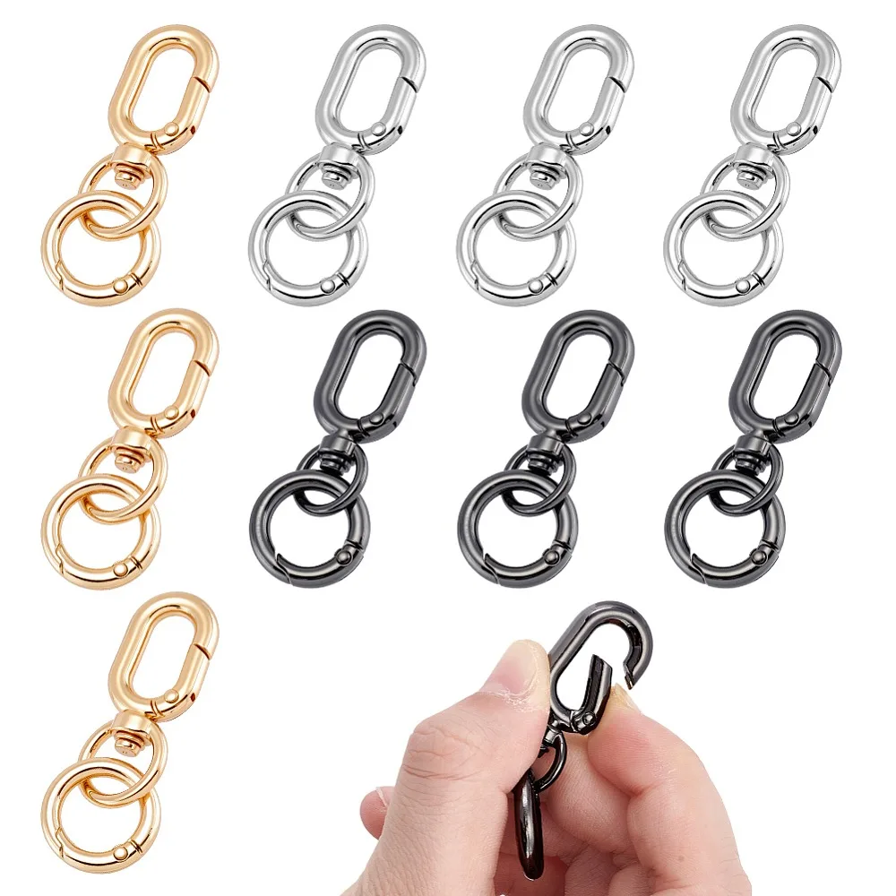 

9Pcs 3 Colors Iron Swivel Clasps with Alloy Spring Gate Rings Mixed Color 50mm 3pcs/color