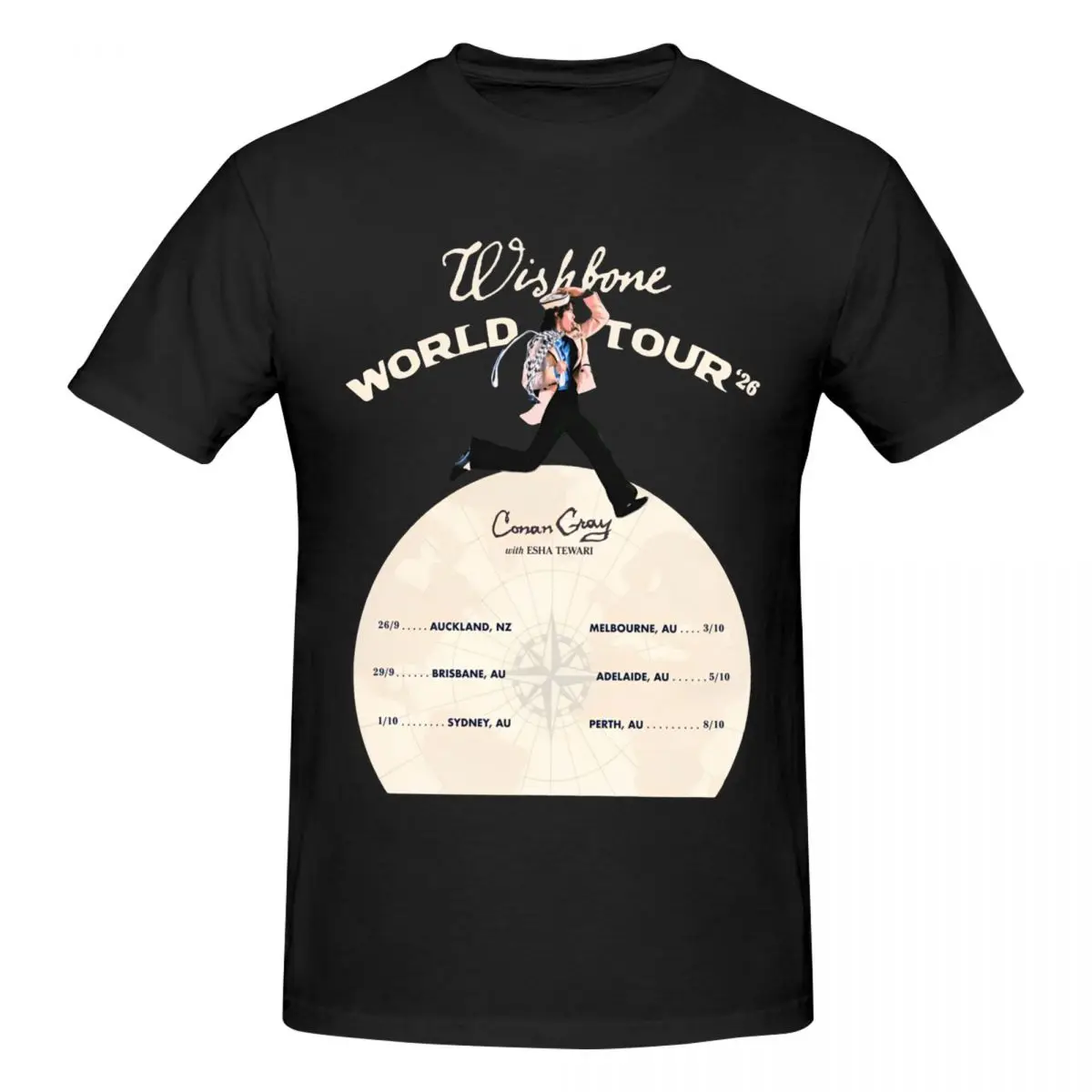 Men Conan Gray Wishbone World Tour 2026 Retro T Shirt Streetwear Cotton Crewneck Men Tshirt
