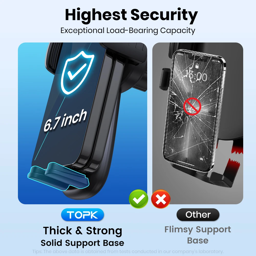 TOPK Car Phone Mount,Upgraded Support Full-Range Adjustment Cell Phone Holder for Dashboard Hands-Free Automobile for Smartphone