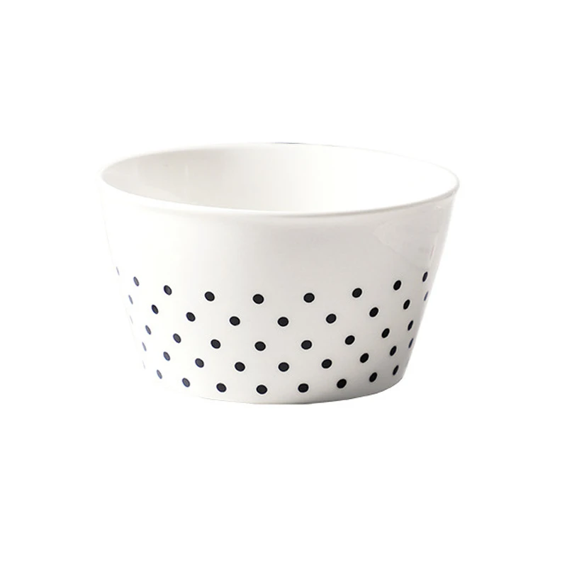 Large Fish Tray, Flower Shape Plate for Food, Polka Dot Pattern, Household Kitchen Ceramic Dinnerware, Bowl Dishes Set