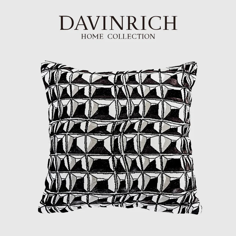 DAVINRICH Modern Medieval Vintage Motifs Square Cushion Cover Light And Shadow Space Geometry Decorative Pillowcase For Sofa Bed