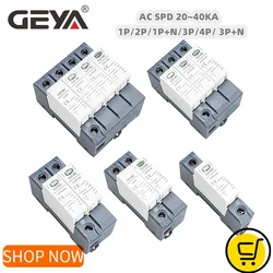 GEYA GSP9 20~40KA AC SPD 1P 2P 3P 4P House Surge Protector protection Protective Low-voltage Arrester Device 275~440V