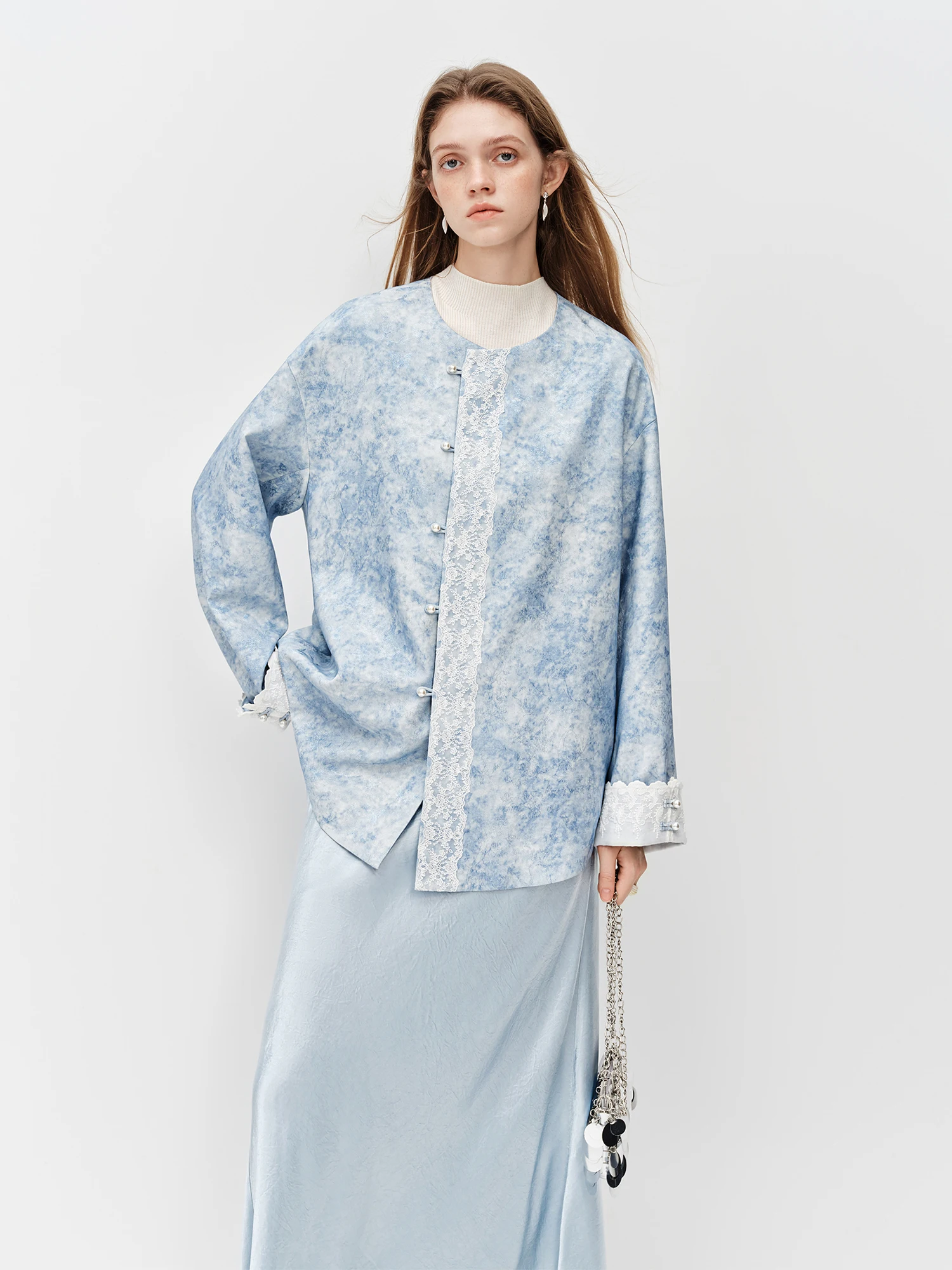 FSLE New Chinese Style Linen-Blend Jacket 2026 Spring New Arrival New Release with Premium Feel and Everyday National Touch Coat