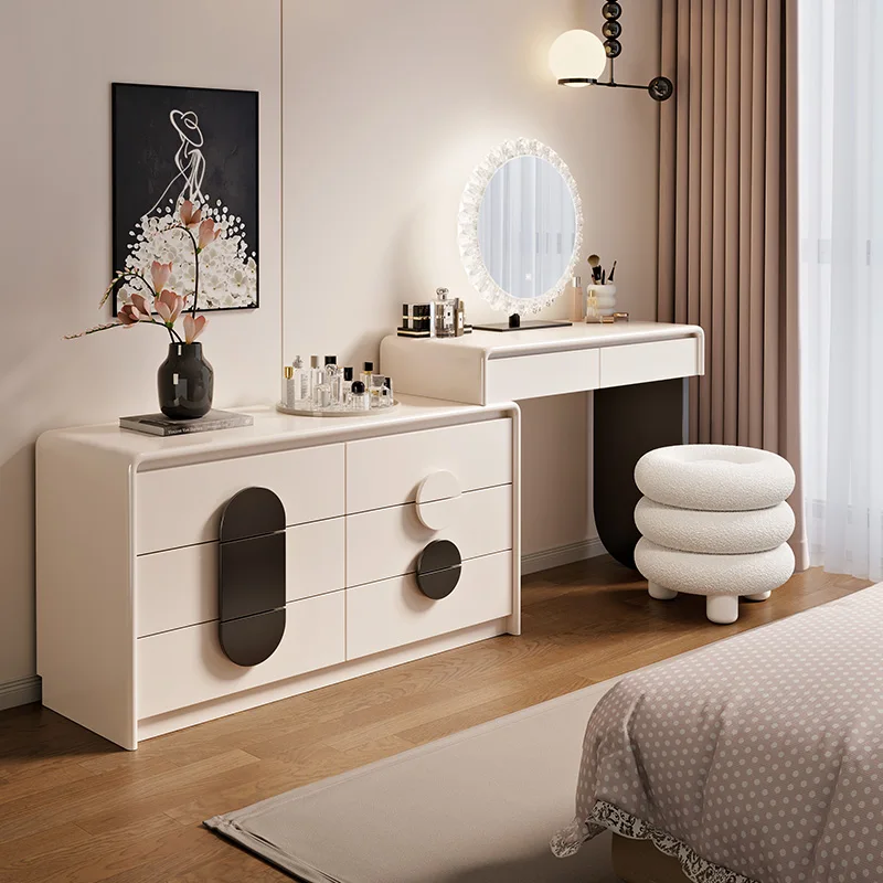 ديكورات كرسي مكتب الغرور مرآة فاخرة صالات كبيرة خزانة الغرور مكتب غرفة نوم أبيض لطيف أثاث Coiffeuse للمنزل #3