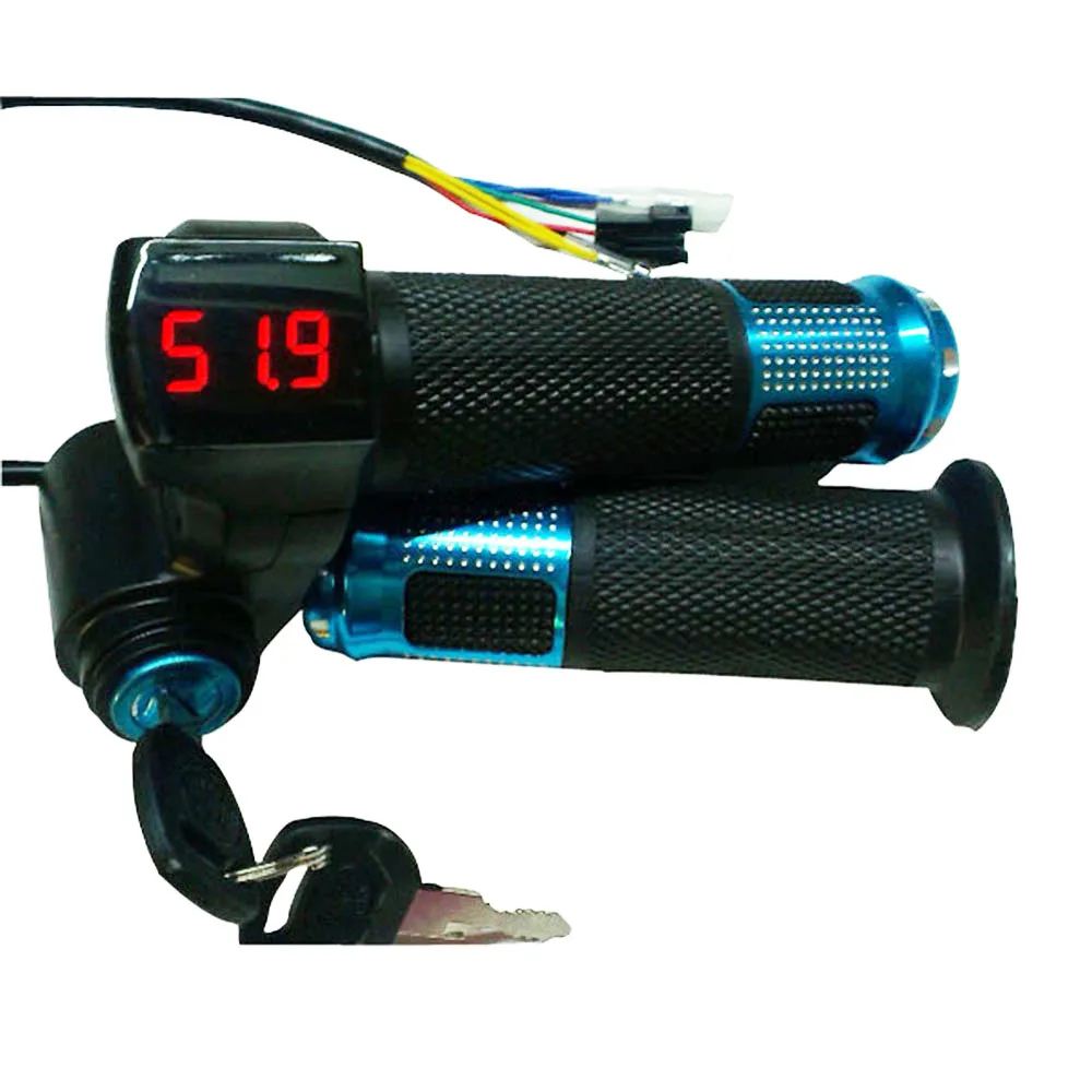 Electric Bike/Scooter Twist Throttle with Battery Power LCD Display Switch Handlebar Grips for Electric Bicycle/Scooter/E-Bike