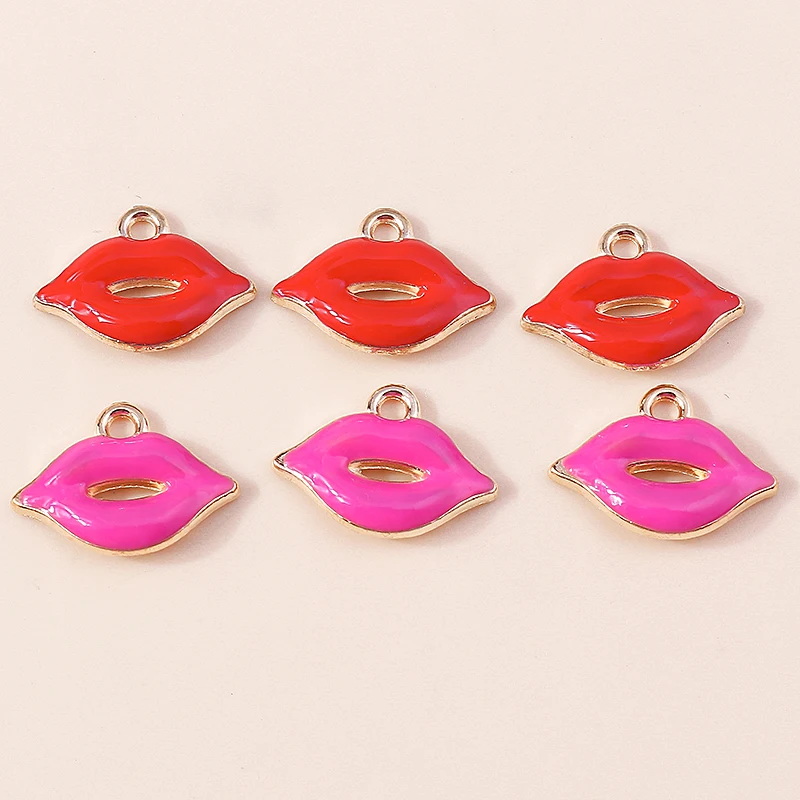 

20pcs 18x13mm Cute Enamel Red Lips Charms Pendants for Jewelry Making Earrings Necklaces Bracelets DIY Handmade Crafts Supplies