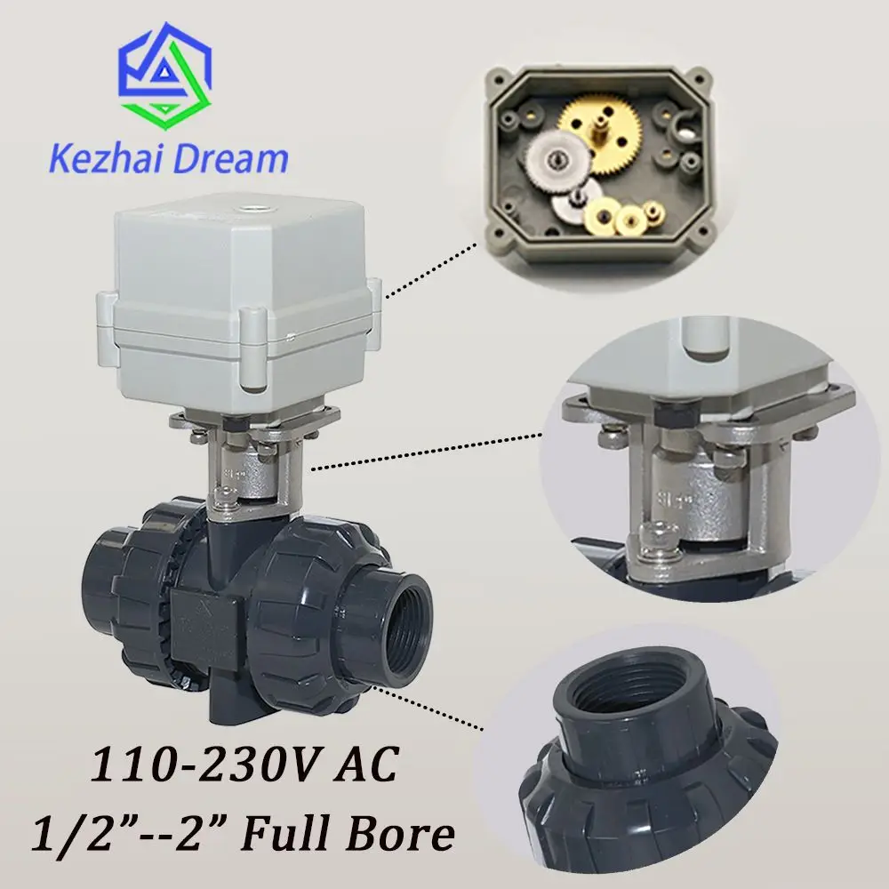 

1/2"-2" 2 Way AC110-230V Electric Ball Valve,DN15-DN50 PVC Motorized Ball Valve