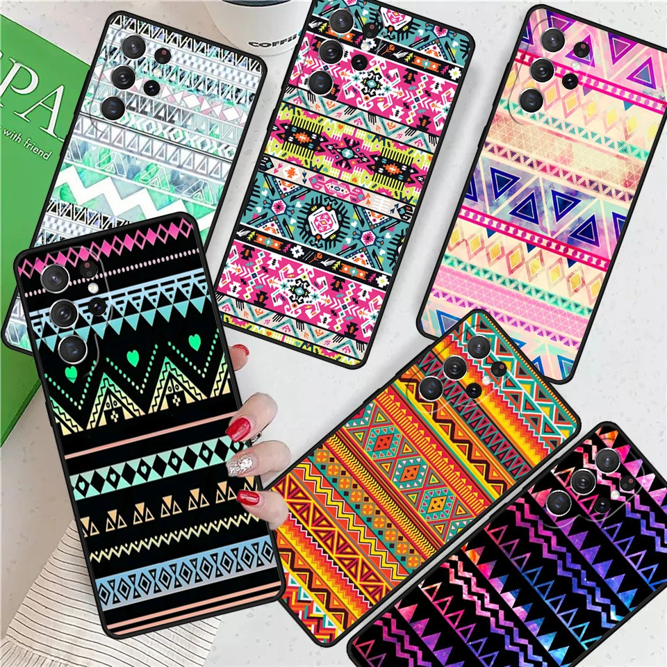 Tribal Aztec Geometric Colour For Samsung Galaxy S24 Ultra S21 S22 S8 S9 S10 5G Note 10 20 Plus FE S23 Phone case Cover Coque