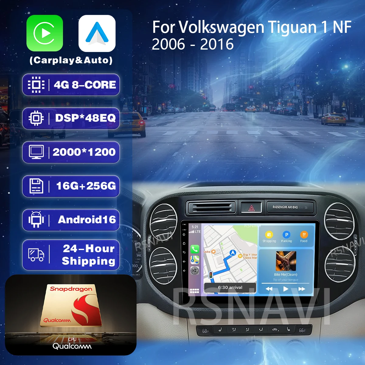 Android 16 Car Radio Multimedia Player Carplay 2K Screen Autoradio Stereo 2din Head Unit For VW Volkswagen Tiguan 1 NF 2006-2016