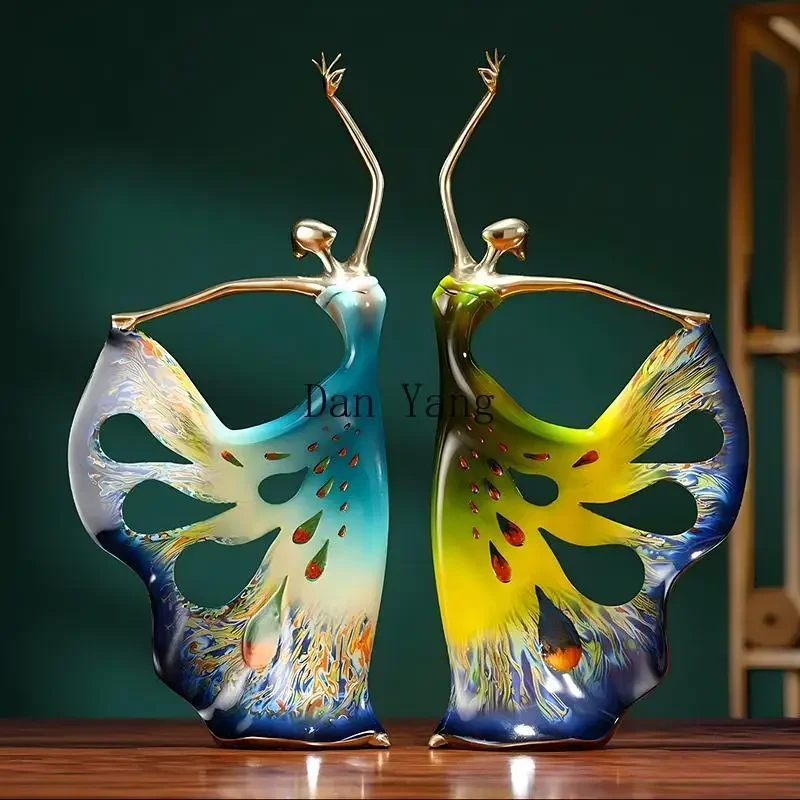 YJ all-copper sparrow dancer ornament new Chinese creative home living room wine cabinet entrance decoration moving house gift