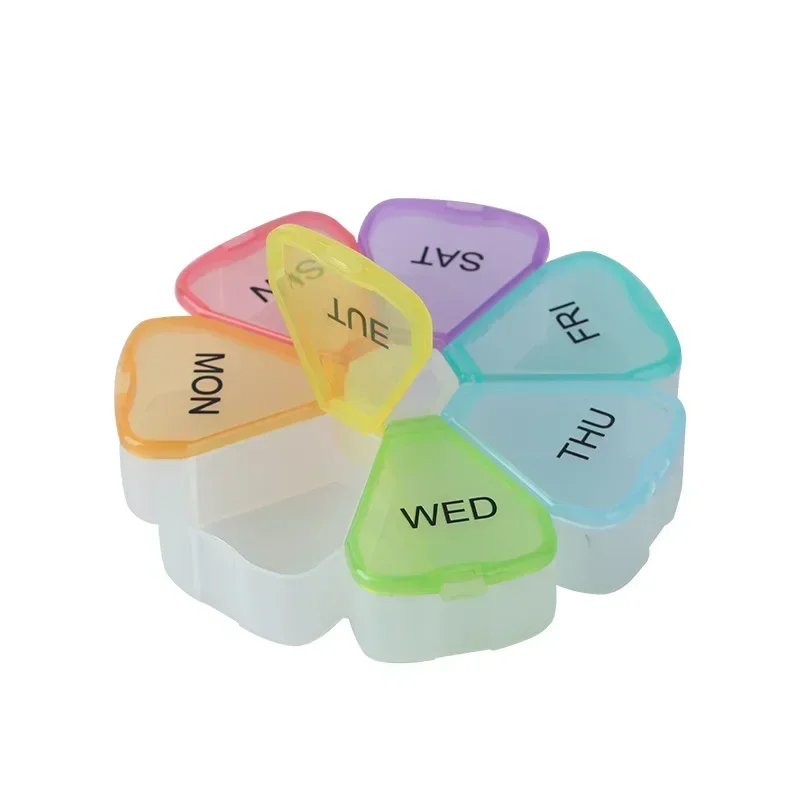 7 Days Medicine Pill Box Mini Round Portable Travel Storage Vitamin Box Sort Tablet Holder Organizer Container Cases