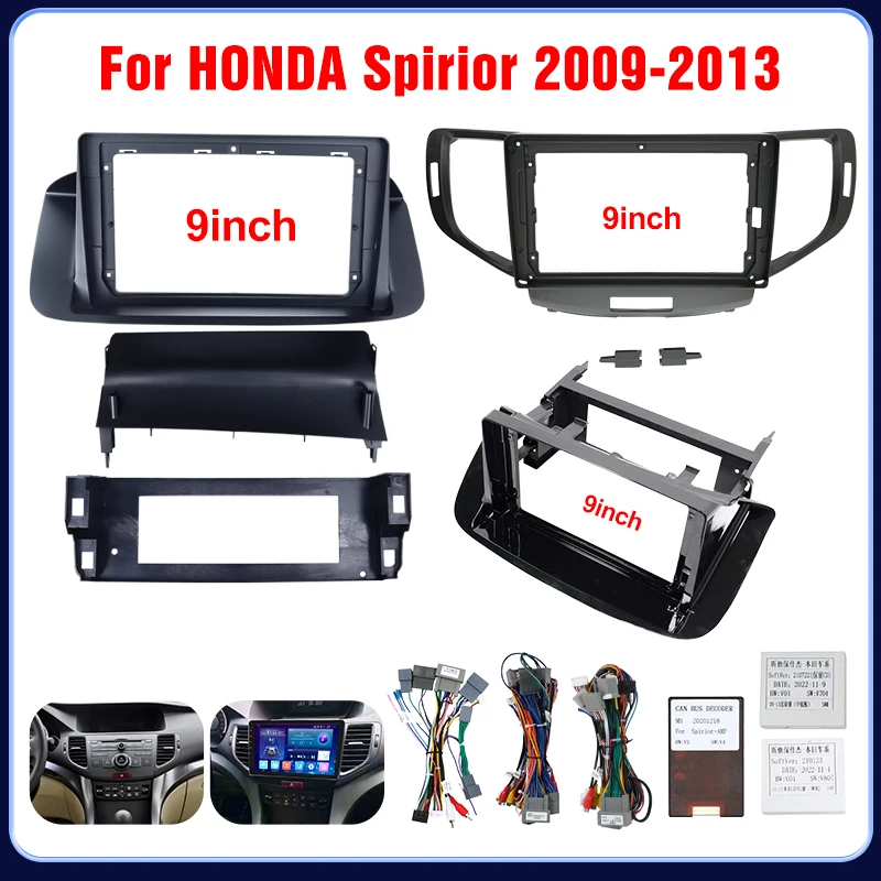 

9 Inch Radio Fascia Frame Fit For HONDA Spirior 2009-2013 Stereo DVD Player Navigation Plastic Dashboard Panel Canbus Harnes