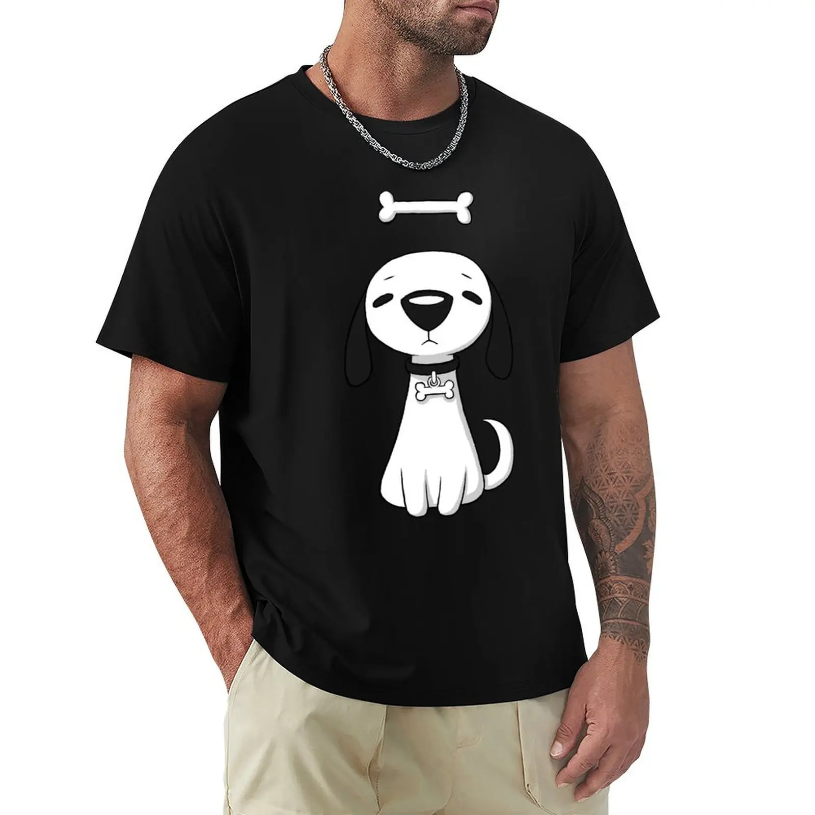 

Puppy Bone T-Shirt oversize t-shirts man kawaii clothes mens cotton t shirts