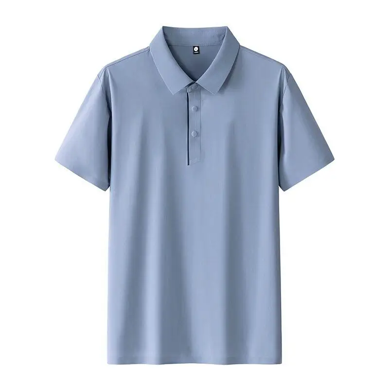 

Elastic Ice Silk Shirt Casual Summer Seamless Lightweight Loose Collar Short Sleeve Business Casual Men's Top
