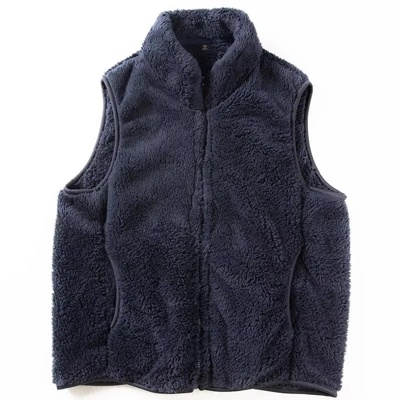 Warm Coral Fce Vest Winter Casual High Collar Svel Long Hair Men's Jaet Thiened Plu Youth Faion Cold Proof