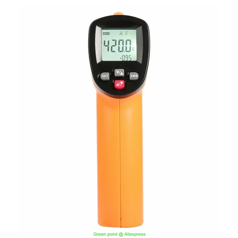 ポータブルLCDデジタル赤外線温度計,レーザー温度計,温度変換ユニット,-50〜420 ℃, 5個,新品
