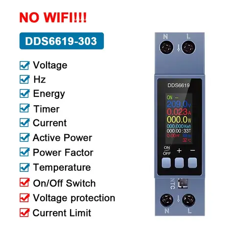 WiFi Tuya DIN-skena AC Voltmeter Smart Energimätare Spänning/Ström/Effekt/kWh/PF/Hz/Multifunktionell 0,96 tum 8 i 1 Effektmätare 8 best sales voltmeter wifi - №6