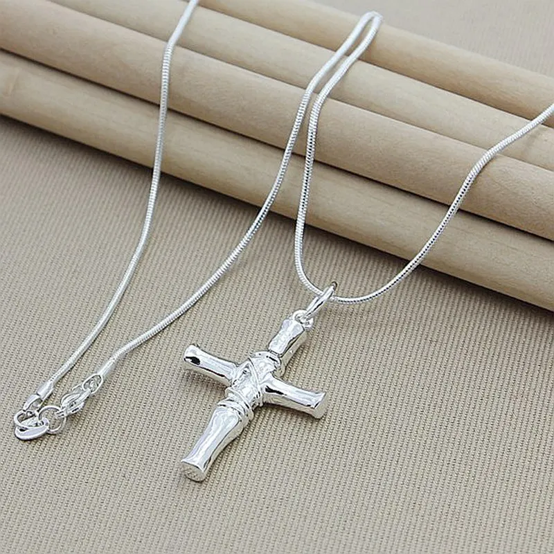 

Fashion 925 Sterling Silver Delicate Cross Pendant Necklace Women's Jewelry Party Accessories Gift
