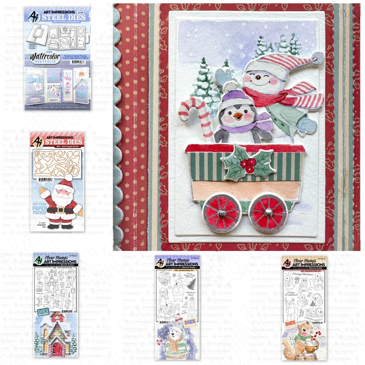 

2024 Christmas Bears Train Workshop Mtal Cutting Dies Clear Stamps for DIY Scrapbook Embossed Handcraft Paper Card Album