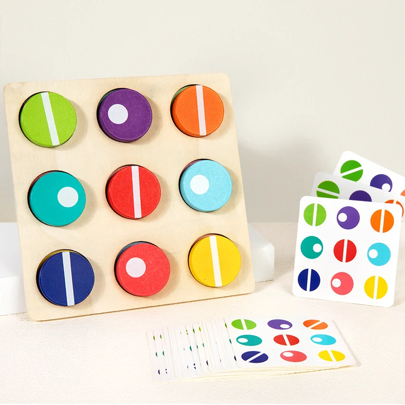 Wooden Twist Game - Spinning Matching Toy With Challenge Cards Helps Children With Fine Motor Skills And Logical Thinking