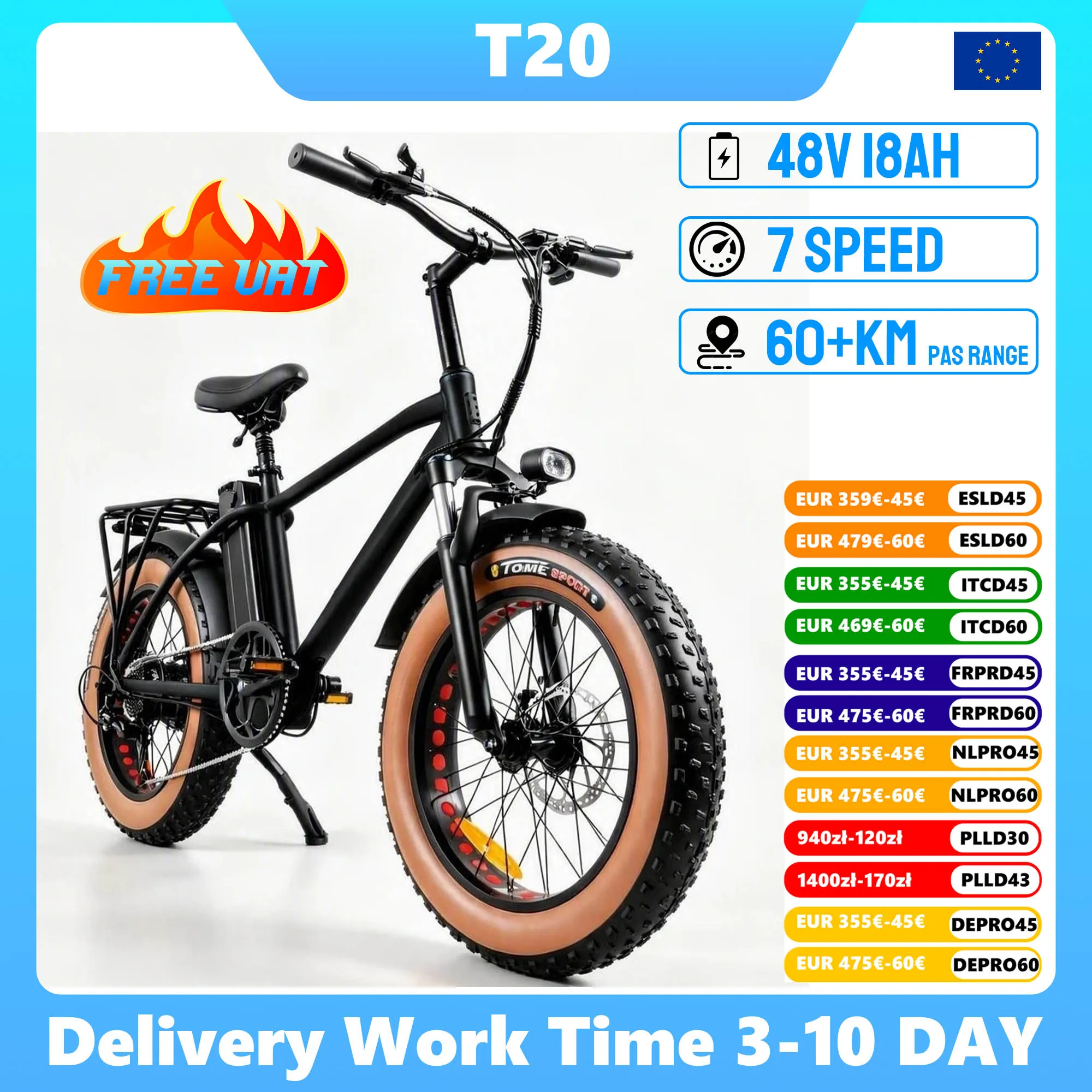 Elektrofahrrad 48V 18AH Akku City E-Bike 20 Zoll Fat Tire Elektrofahrrad …