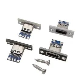 1/2/5/10Pcs USB 3.1 Type C Female Jack 2Pin 4Pin Connector Charging Port Type C Socket With Screw Fixing Plate Mount