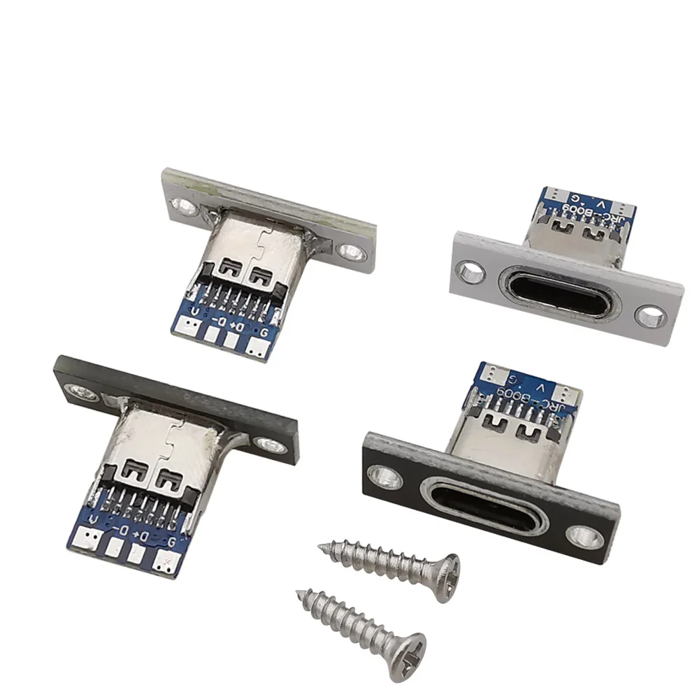 1/2/5/10szt Złącze żeńskie USB 3.1 typu C 2Pin 4Pin Złącze portu ładowania Gniazdo typu C ze śrubowym mocowaniem płytki