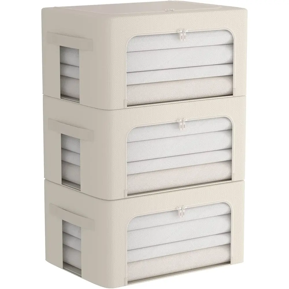 

Набор из 3 складных контейнеров для хранения одежды с прозрачным окном и ручками для переноски