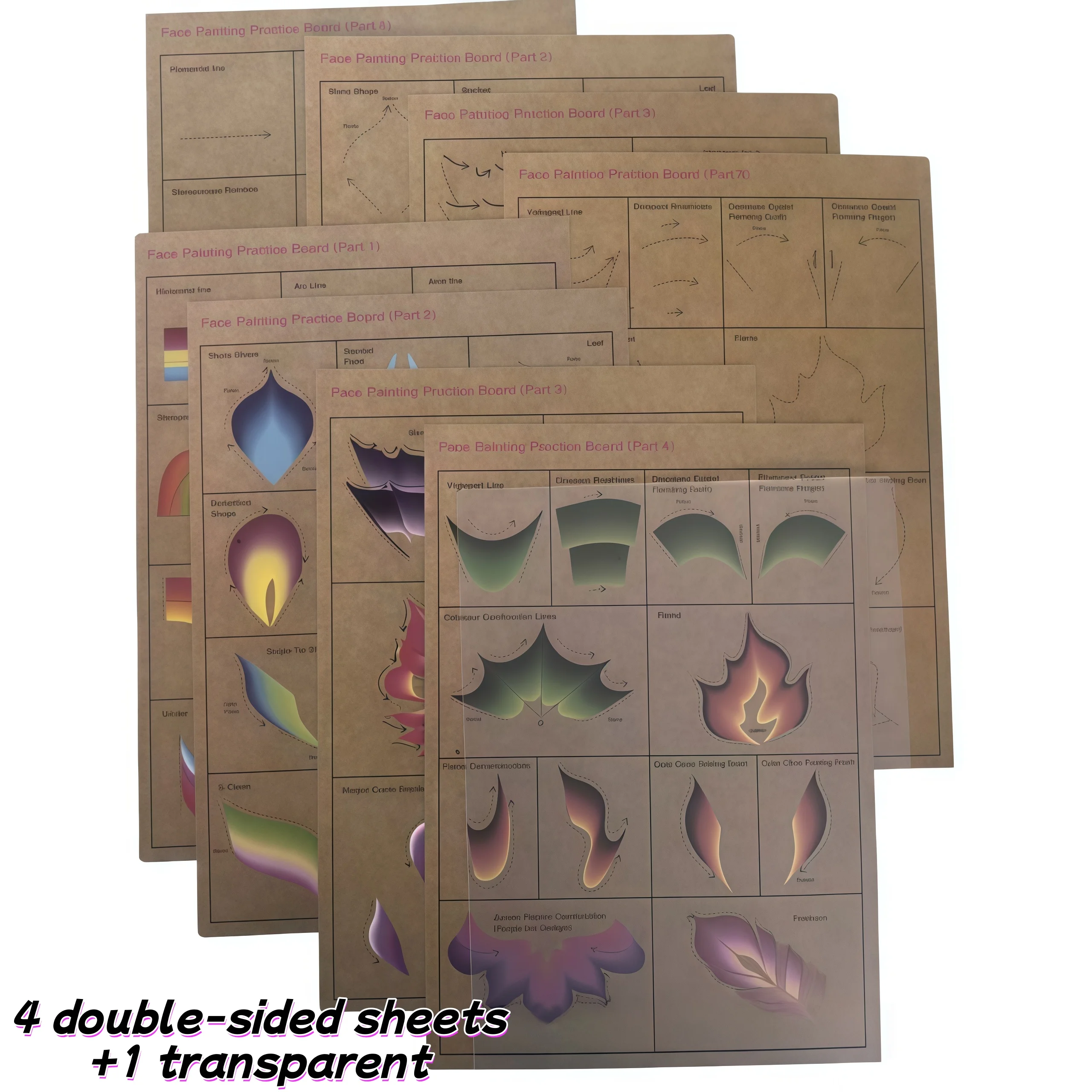 

Painting Practice Template Pattern Decomposition Practice Board Washable and Reusable Face Painting Practice For Body Art Paint