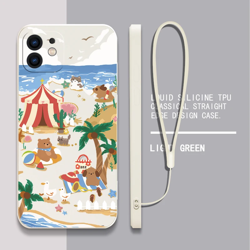 Picnic Beach Animals Phone Case For Huawei P50 P40 P30 P20 Nova 9 9SE 8 8i Mate 40 30 20 Pro Lite P Smart 2021 Y7A Cover