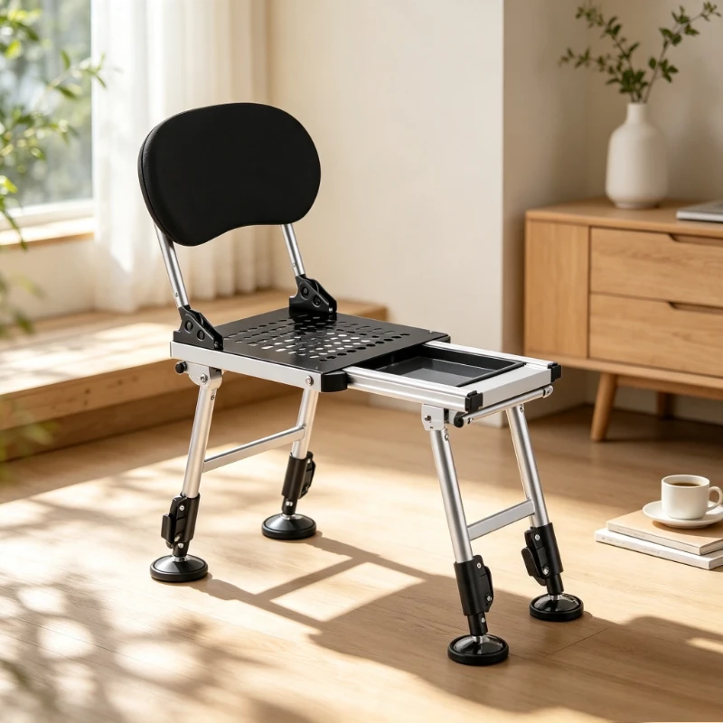 Lightweight Folding Fishing Chair Aluminum Alloy Reclining Camp Stool Portable Outdoor Bench with Carry Bag for Anglers