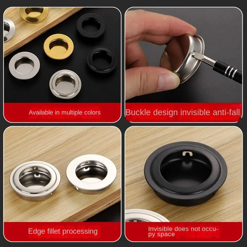 มือจับประตูตู้35มม. ลูกบิดตู้เสื้อผ้าลิ้นชักวงกลมสแตนเลสที่มองไม่เห็นอุปกรณ์ perabot rumah