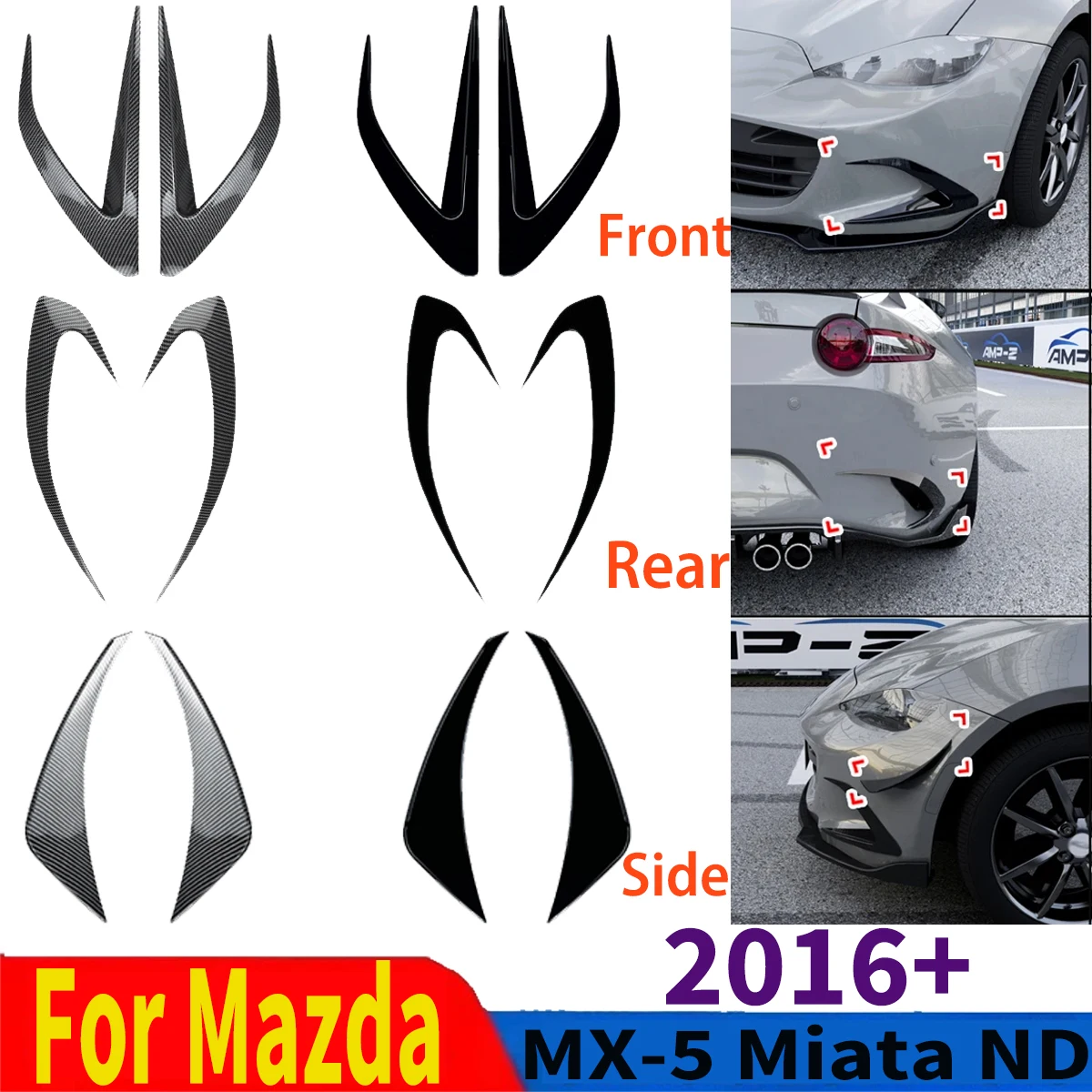 

Front Wind Knife Spoiler Side Wing Knife Spoiler Grille For Mazda MX-5 Miata ND 2016+ Auto Accessories Modification Exterior