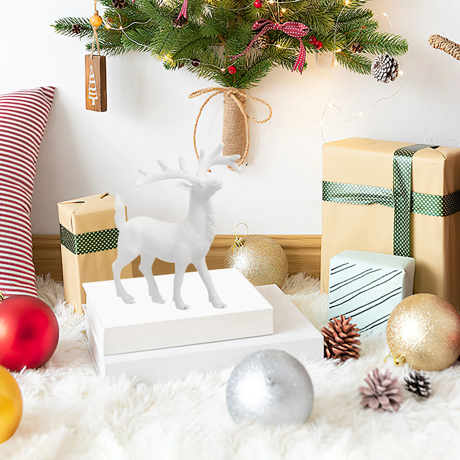 

4pcs 14Cm Miniature Ornament Lifelike Desktop Decor For Home Office Xmas Party Gift Christmas Deer Mini Deer