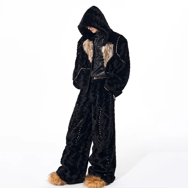 LUZHEN 2025 Winter New Original Streetwear Men's Fashion Niche Rivet Metal Decorate Loose Straight Male Casual Trousers JY4868