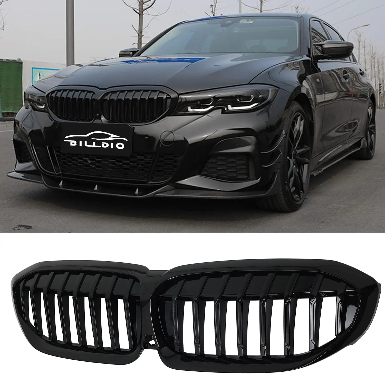 ABS Gloss Black Front Kidney Grille with Single Slat Design
