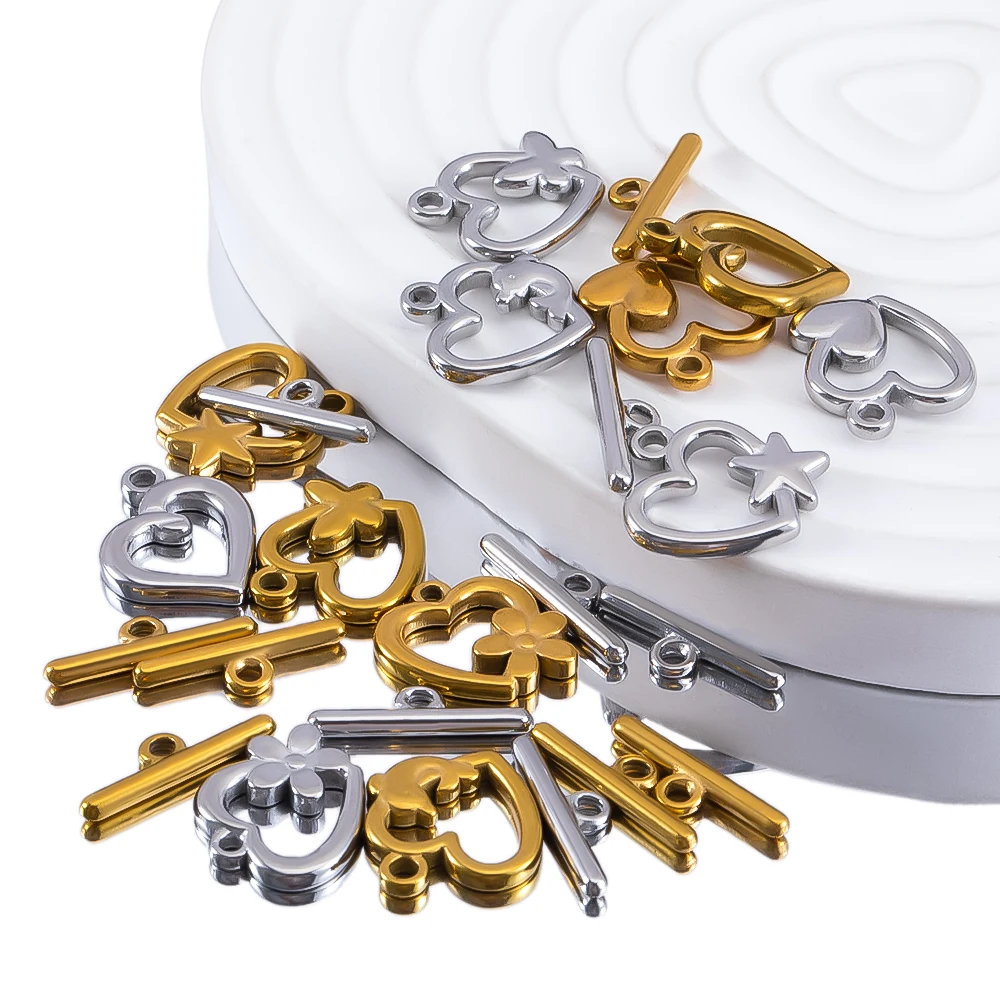 5 مجموعات القلب OT المشبك الفولاذ المقاوم للصدأ تبديل المشابك بار موصل DIY بها بنفسك صنع المجوهرات سوار السنانير الحرف القلائد لوازم #4