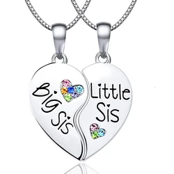 Big Little Sister Bestie BFF Pendant Necklaces Set of 2 Matching Relationship Birthday Christmas Jewelry Gifts for Girls Women