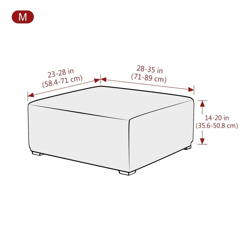 1pc Solid Color Jacquard Ottoman Cover Square Stool Cover Elastic Sofa Footrest Slipcover Footstool Case Furniture Protector