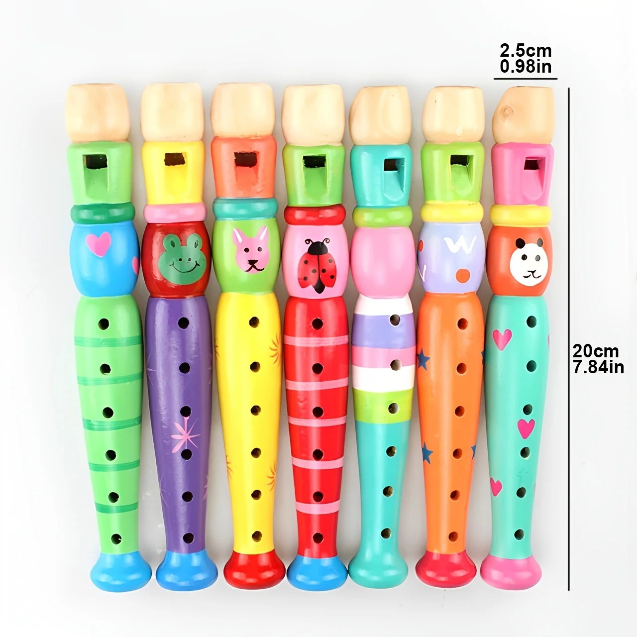 1 Buah Seruling Kayu 6 Lubang Warna-warni Kartun Klarinet Piccolo Mainan Terompet Alat Musik Hadiah Ulang Tahun Dekorasi Pesta JXB