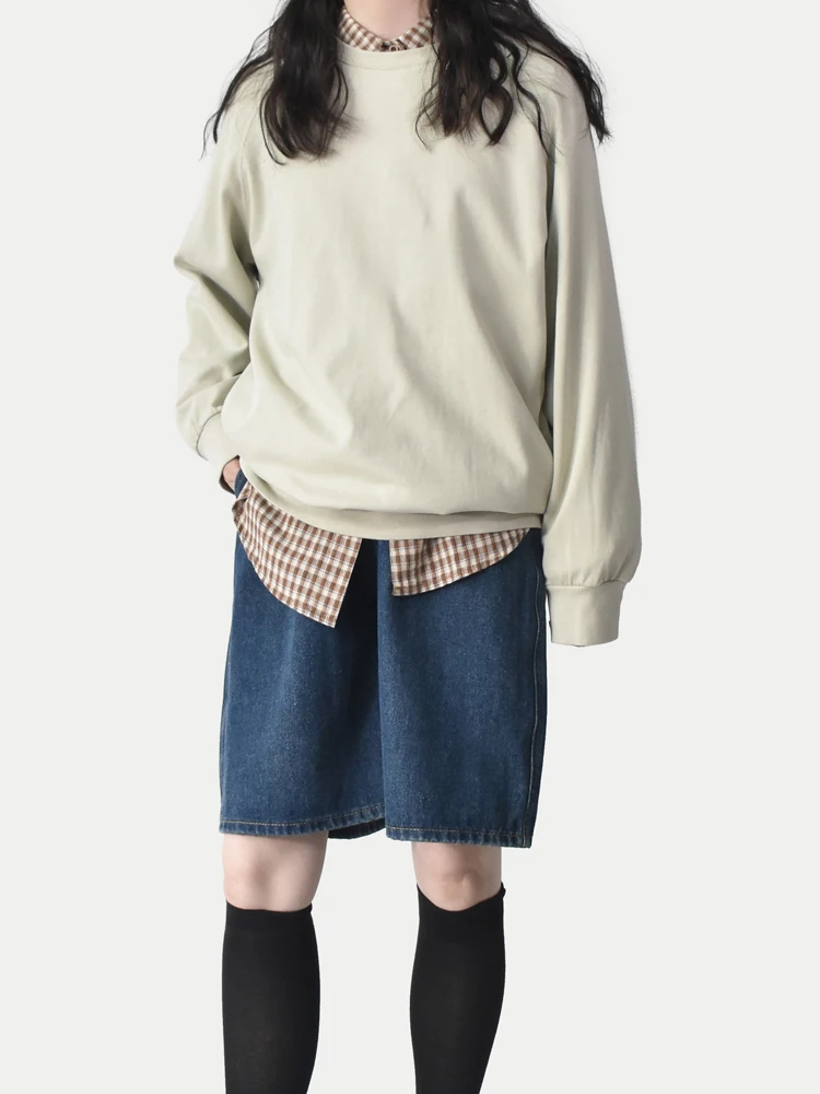 

Tee-Color Embroidered round Ne Long Sve Hoodie Casual Home Clothes Retro Artistic Spring Autumn Winter Overhead Top