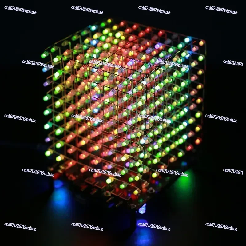 

Electronic Kit RGB Music LED Light 3D Cube Colorful 8x8x8 3D8 with Remote Control for Soldering Project Practice STEM TrainDIY