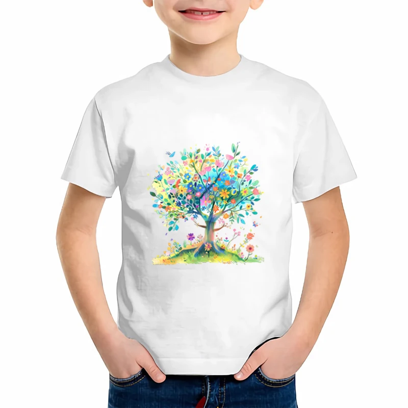 20cm kids Cartoon Color trees Iron On Heat Transfer Sticker For Clothes Pinted Vinyl Thermal Appliques Washable T-Shirt Decal